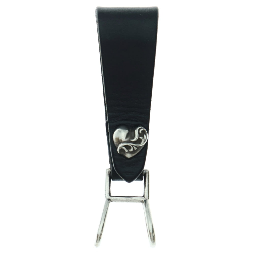 CHROME HEARTS(クロムハーツ) BELT LOOP ハートボタンレザーベルトループ シルバー/ブラック BCA397