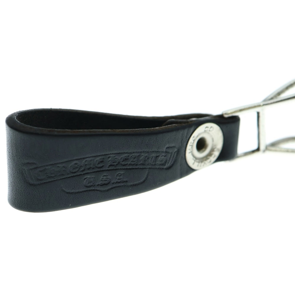 CHROME HEARTS(クロムハーツ) BELT LOOP ハートボタンレザーベルトループ シルバー/ブラック BCA397