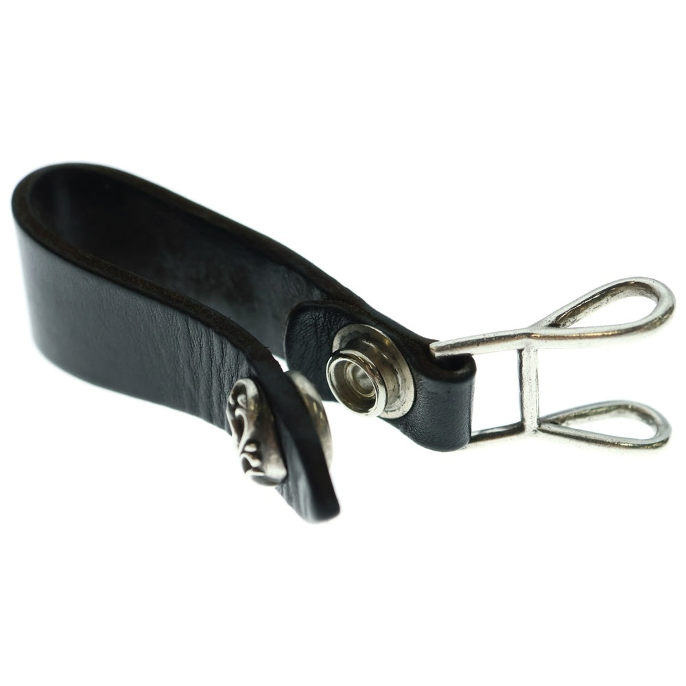 CHROME HEARTS(クロムハーツ) BELT LOOP ハートボタンレザーベルトループ シルバー/ブラック BCA397