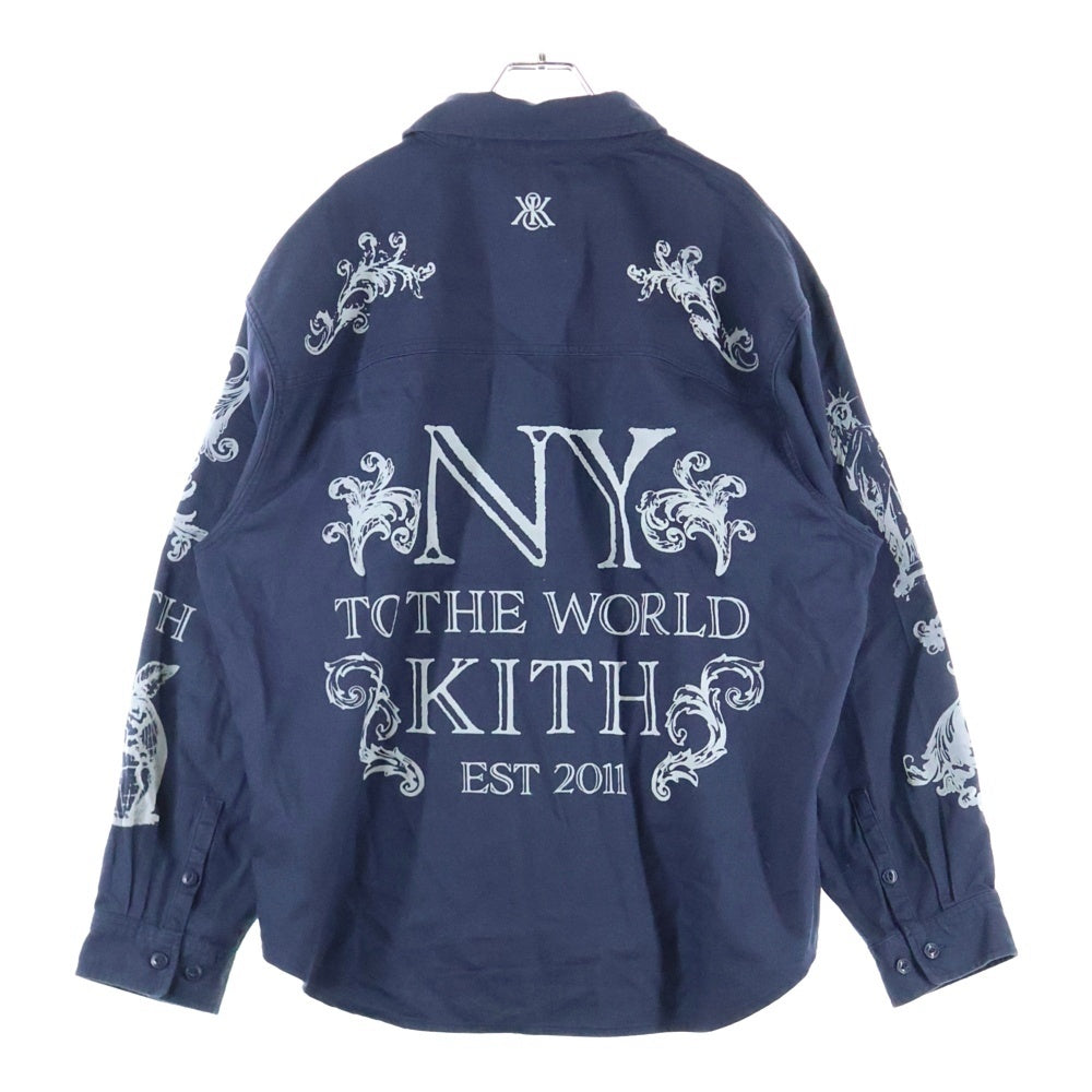 KITH(キス) NY Symbols Graphic Apollo Shirt 25‐050‐060‐0022-3‐0 NYシンボル グラフィック アポロ 長袖シャツ ネイビー