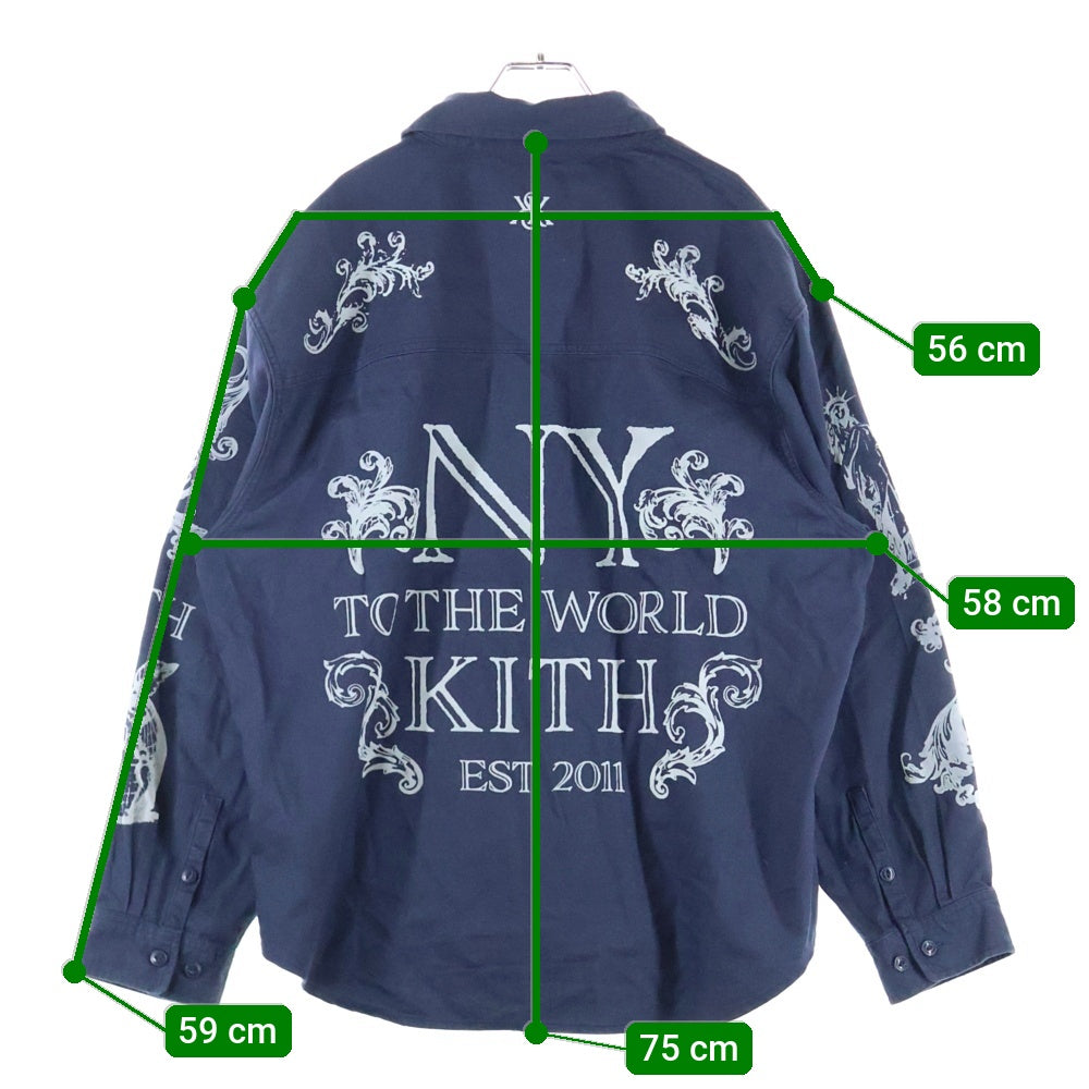 KITH(キス) NY Symbols Graphic Apollo Shirt 25‐050‐060‐0022-3‐0 NYシンボル グラフィック アポロ 長袖シャツ ネイビー