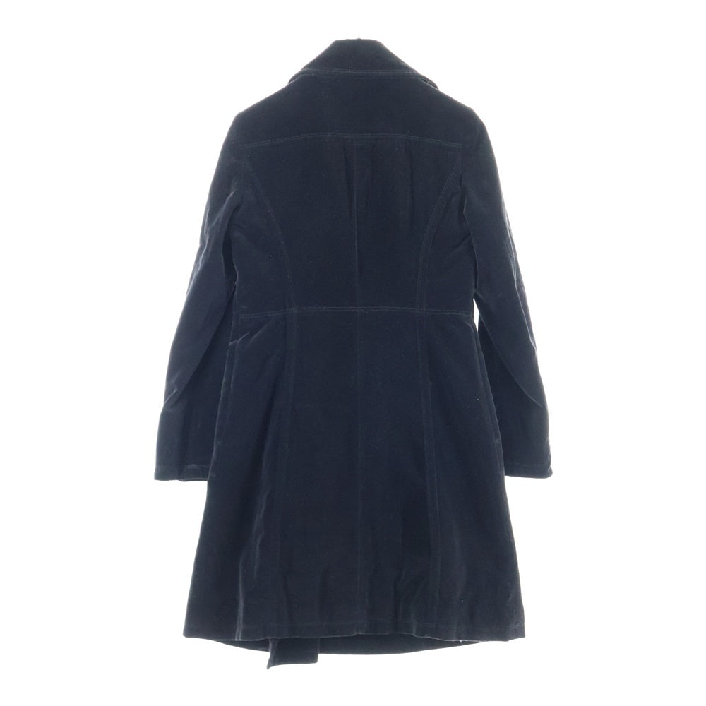 BURBERRY BLUE LABEL(バーバリーブルーレーベル) ベルベットピーコート 裏地キルティング ロングコート ブラック FNF43-770-09