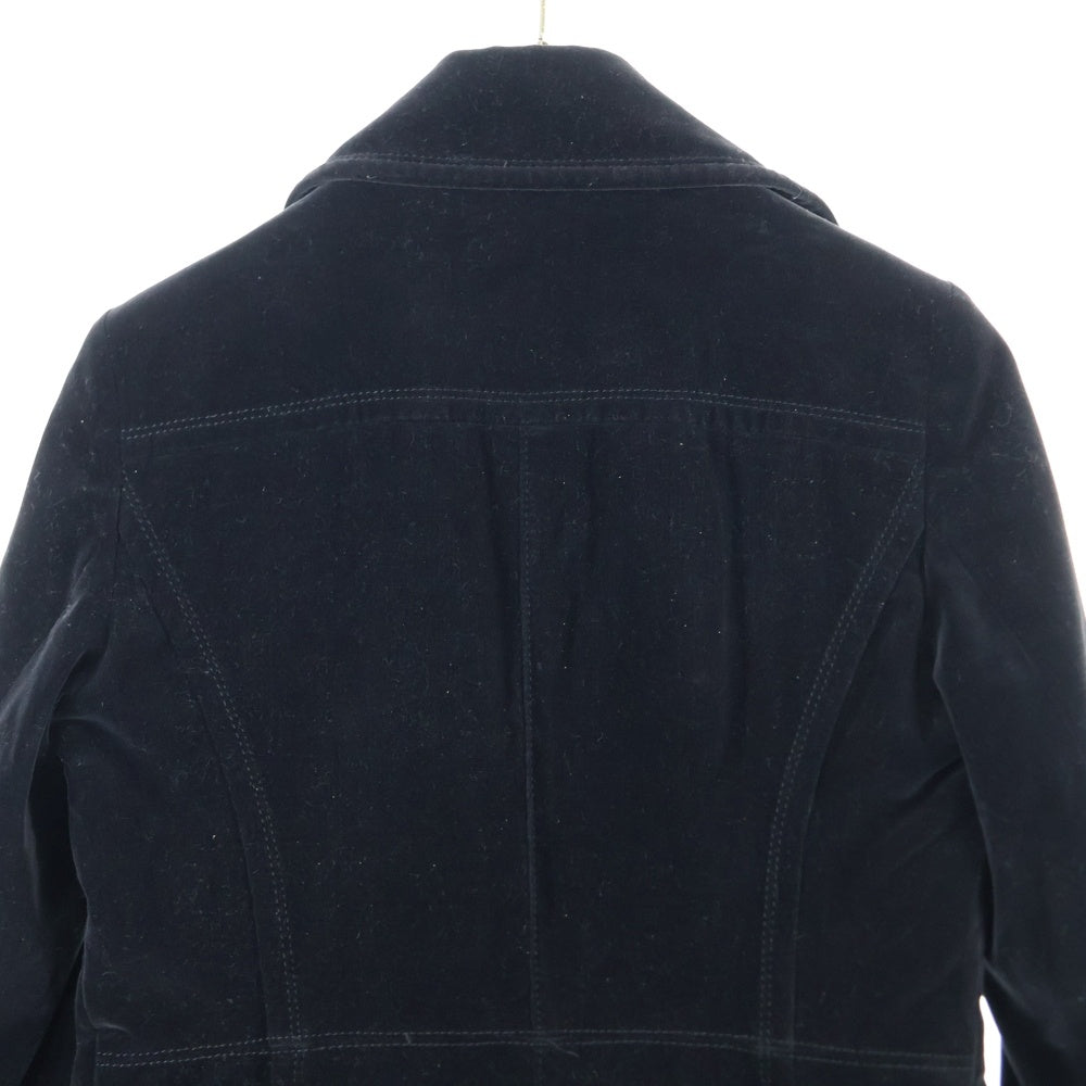 BURBERRY BLUE LABEL(バーバリーブルーレーベル) ベルベットピーコート 裏地キルティング ロングコート ブラック FNF43-770-09