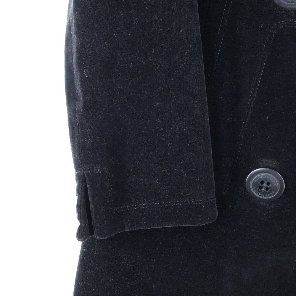 BURBERRY BLUE LABEL(バーバリーブルーレーベル) ベルベットピーコート 裏地キルティング ロングコート ブラック FNF43-770-09