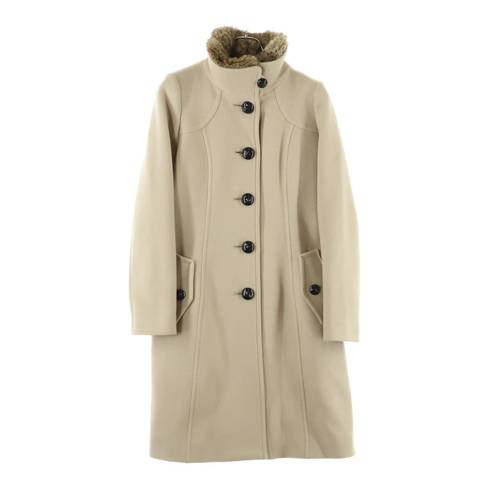 BURBERRY BLUE LABEL(バーバリーブルーレーベル) 裏地チェック ウールロングコート ファーコート レディース ベージュ E1B28-899-40