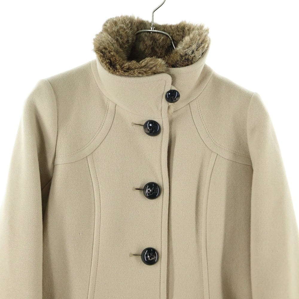 BURBERRY BLUE LABEL(バーバリーブルーレーベル) 裏地チェック ウールロングコート ファーコート レディース ベージュ E1B28-899-40