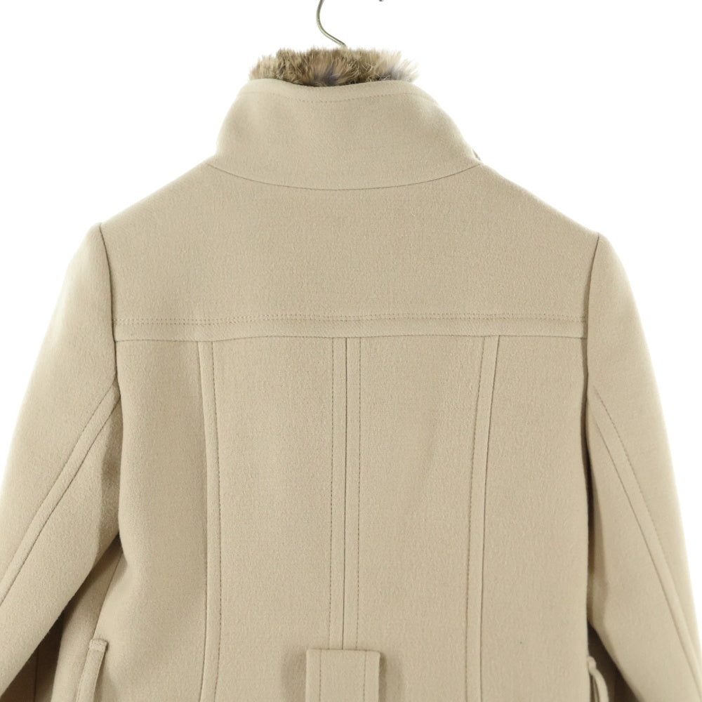 BURBERRY BLUE LABEL(バーバリーブルーレーベル) 裏地チェック ウールロングコート ファーコート レディース ベージュ E1B28-899-40