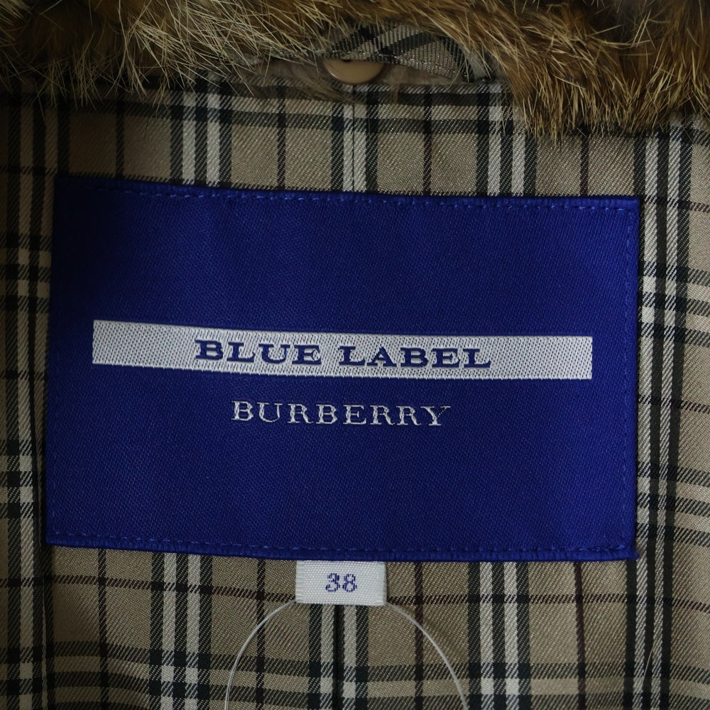 BURBERRY BLUE LABEL(バーバリーブルーレーベル) 裏地チェック ウールロングコート ファーコート レディース ベージュ E1B28-899-40