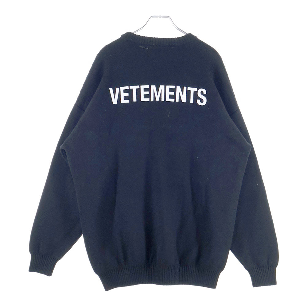 VETEMENTS(ヴェトモン) 22SS Iconic Logo Knitted Jumper UE52KN360B ロゴプリントクルーネックニットセーター ブラック