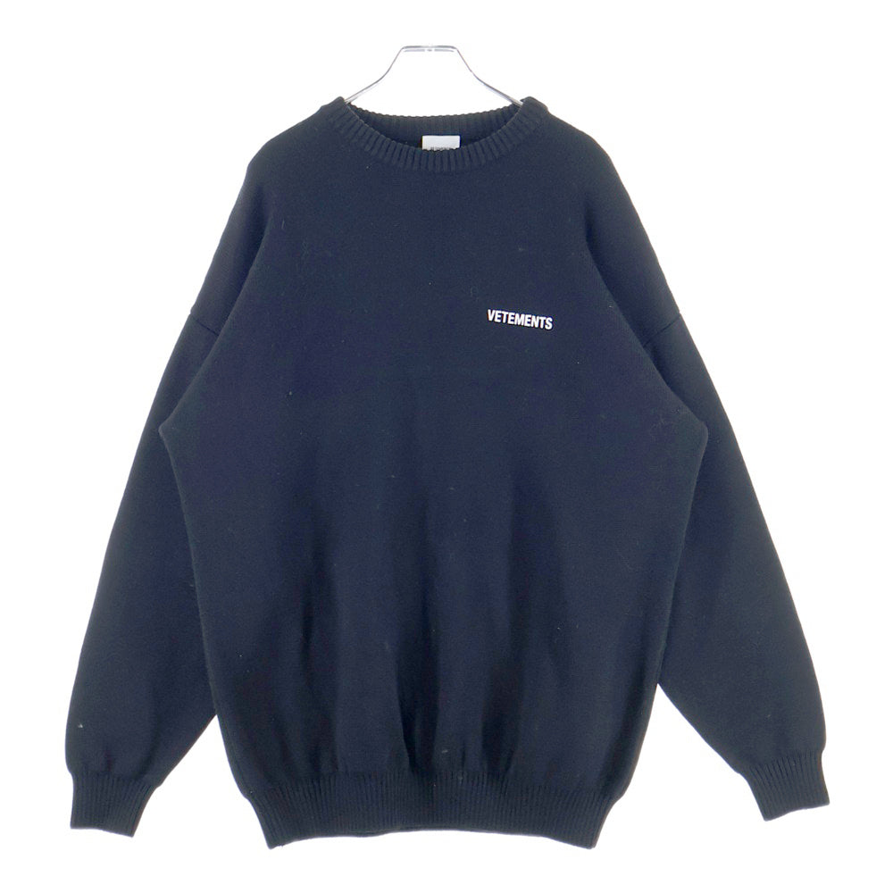 VETEMENTS(ヴェトモン) 22SS Iconic Logo Knitted Jumper UE52KN360B ロゴプリントクルーネックニットセーター ブラック