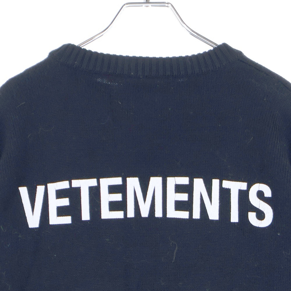 VETEMENTS(ヴェトモン) 22SS Iconic Logo Knitted Jumper UE52KN360B ロゴプリントクルーネックニットセーター ブラック