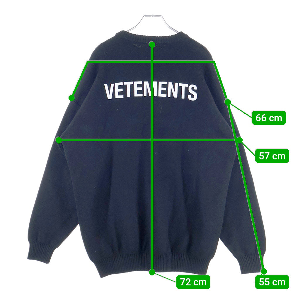 VETEMENTS(ヴェトモン) 22SS Iconic Logo Knitted Jumper UE52KN360B ロゴプリントクルーネックニットセーター ブラック