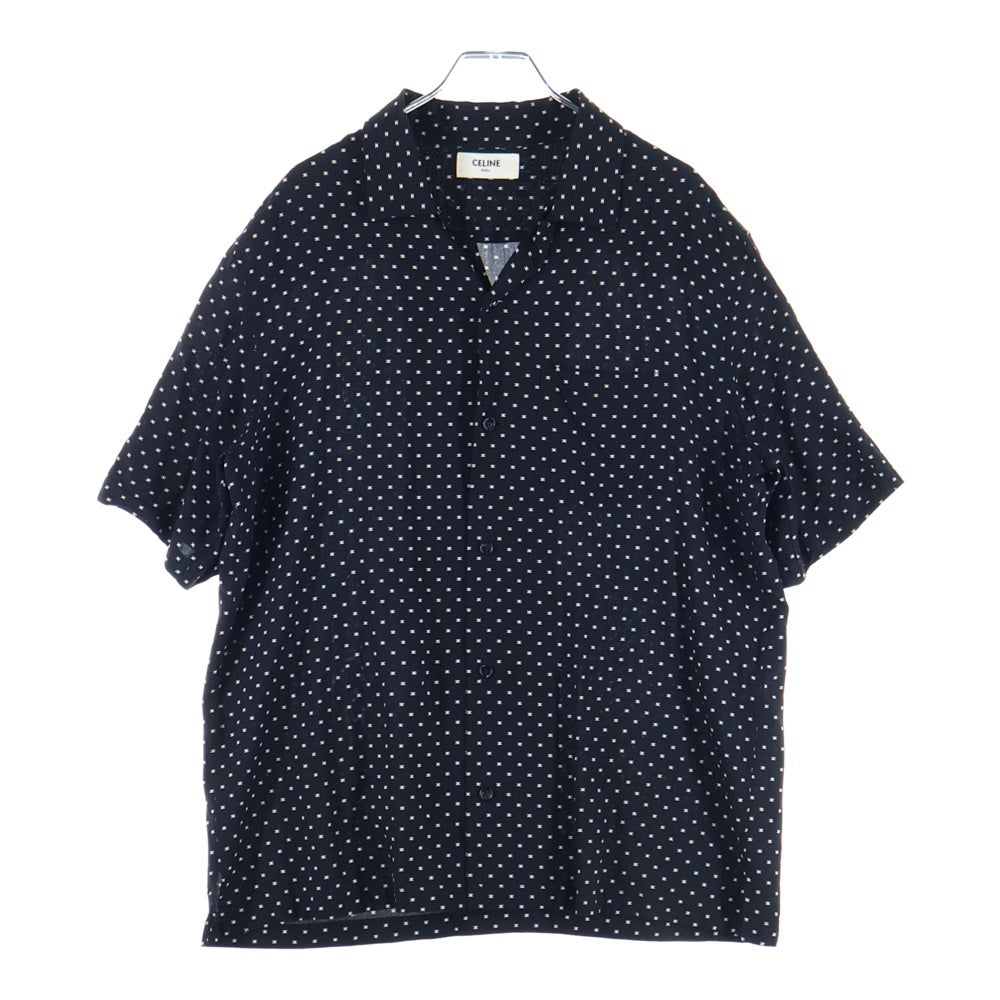 CELINE(セリーヌ) 24SS マイクロトリオンフプリント半袖シャツ オープンカラーシャツ 2C946313V.38CE ブラック