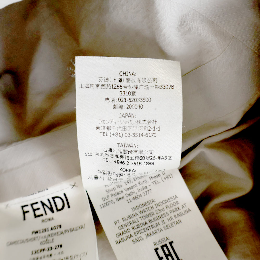 FENDI(フェンディ) ロゴプリントナイロン半袖シャツ FW1251 A078 ベージュ