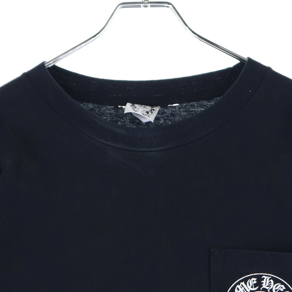 CHROME HEARTS(クロムハーツ) OLD LAS VEGAS FLRL CRS L/S POCKET TEE オールド ラスベガス限定 袖フローラル ホースシュープリント長袖Tシャツ ブラック