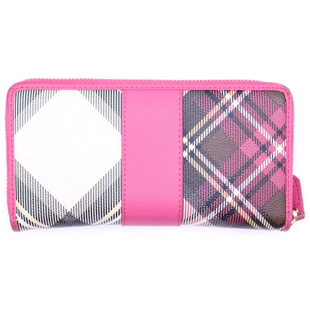 Vivienne Westwood(ヴィヴィアンウエストウッド) LONG WALLET 長財布 チェック ラウンドジップ レザーロングウォレット ピンク