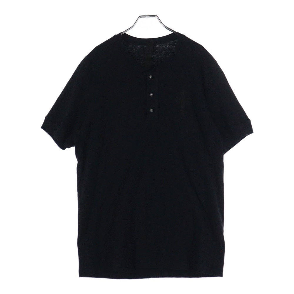 CHROME HEARTS(クロムハーツ) Y NOT ワイノット ヘンリーネック半袖Tシャツ 半袖カットソー クロスパッチ クロスボールボタン ブラック