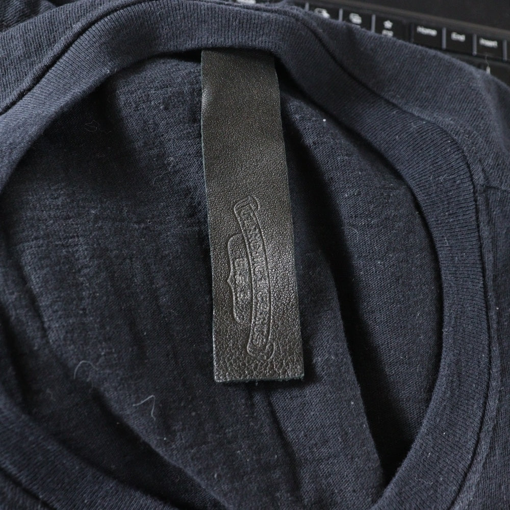 CHROME HEARTS(クロムハーツ) Y NOT ワイノット ヘンリーネック半袖Tシャツ 半袖カットソー クロスパッチ クロスボールボタン ブラック