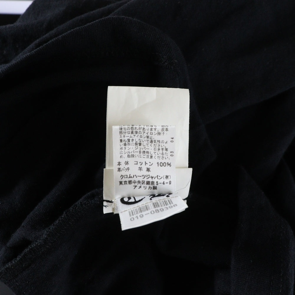 CHROME HEARTS(クロムハーツ) Y NOT ワイノット ヘンリーネック半袖Tシャツ 半袖カットソー クロスパッチ クロスボールボタン ブラック