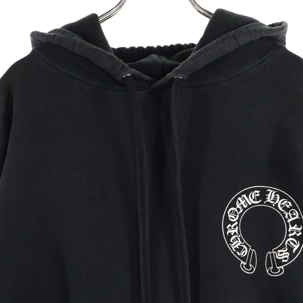 CHROME HEARTS(クロムハーツ) HORSESHOE PULLOVER HOODIE ホースシュープリント アームフローラル プルオーバースウェットパーカー フーディ ブラック