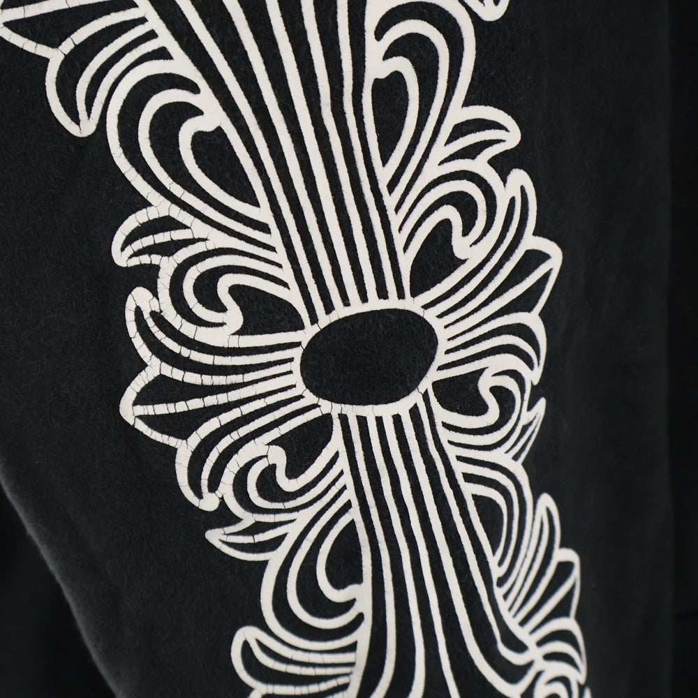 CHROME HEARTS(クロムハーツ) HORSESHOE PULLOVER HOODIE ホースシュープリント アームフローラル プルオーバースウェットパーカー フーディ ブラック