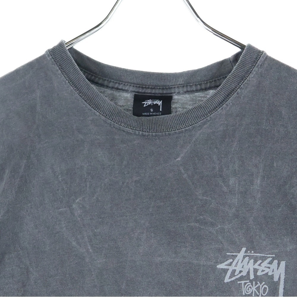 STUSSY(ステューシー) VINTAGE TOKYO Logo S/S T-Shirts ヴィンテージ加工 東京 ロゴ クルーネック半袖Tシャツカットソー グレー