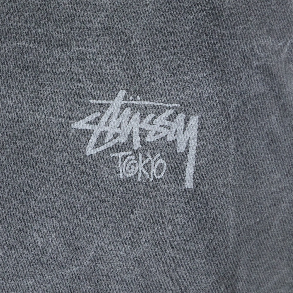 STUSSY(ステューシー) VINTAGE TOKYO Logo S/S T-Shirts ヴィンテージ加工 東京 ロゴ クルーネック半袖Tシャツカットソー グレー