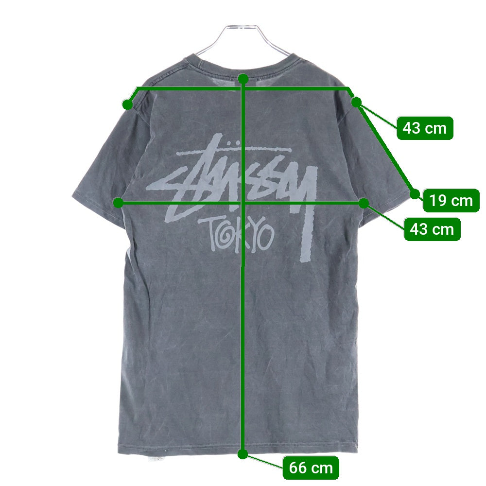 STUSSY(ステューシー) VINTAGE TOKYO Logo S/S T-Shirts ヴィンテージ加工 東京 ロゴ クルーネック半袖Tシャツカットソー グレー