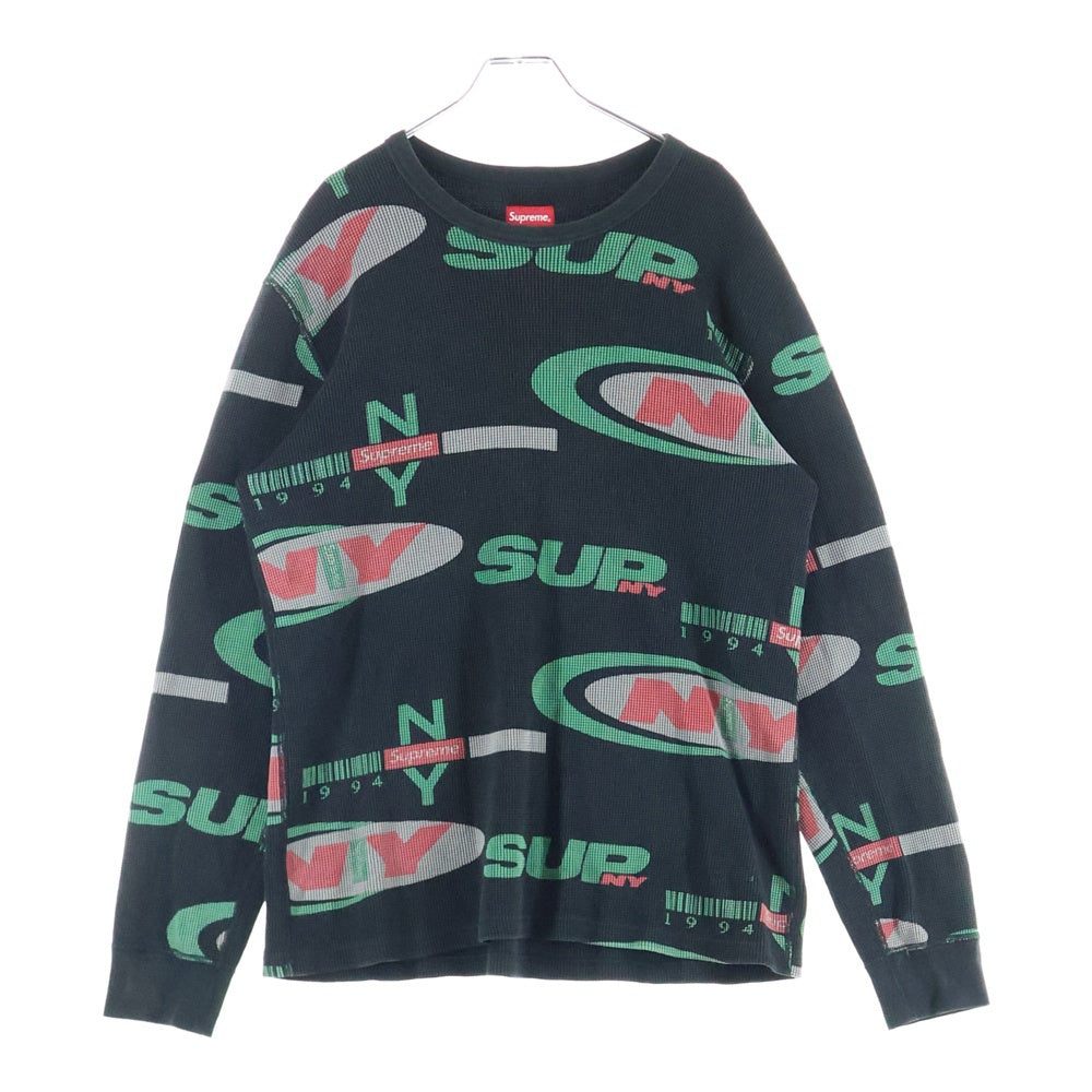 SUPREME(シュプリーム) 18AW NY Waffle Thermal ニューヨーク ワッフルサーマル クルーネック長袖Tシャツカットソー ロングスリーブ ロンT ブラック/グリーン/レッド