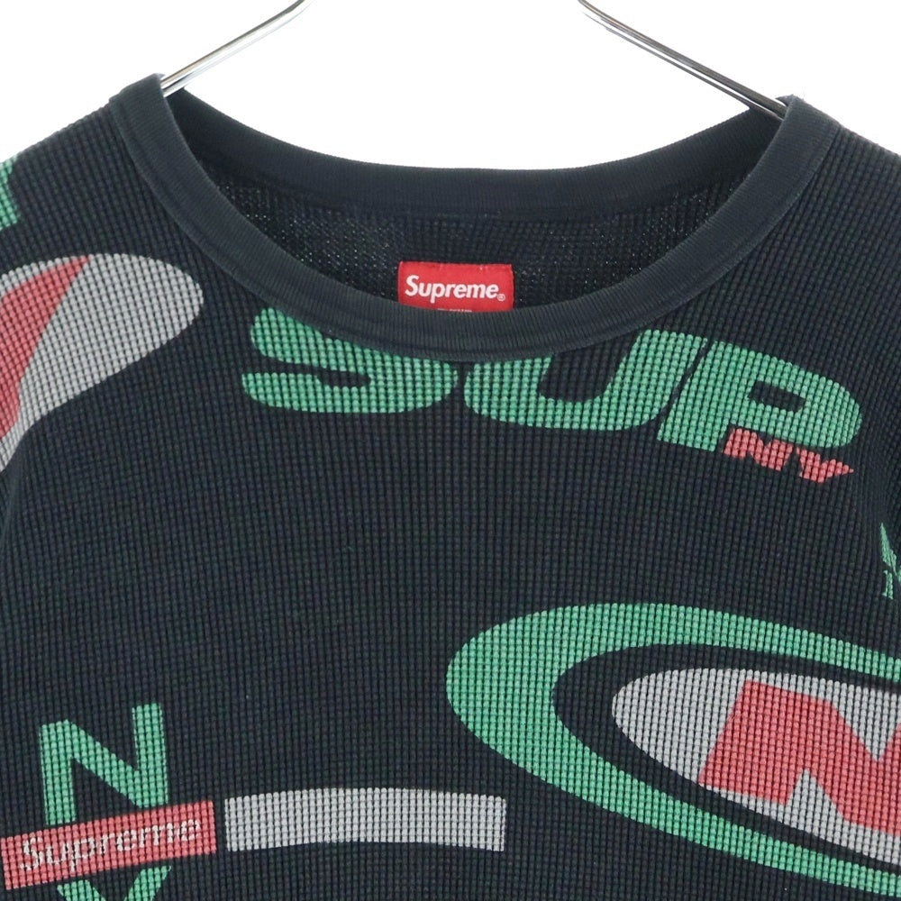 SUPREME(シュプリーム) 18AW NY Waffle Thermal ニューヨーク ワッフルサーマル クルーネック長袖Tシャツカットソー ロングスリーブ ロンT ブラック/グリーン/レッド