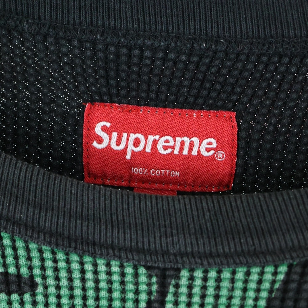 SUPREME(シュプリーム) 18AW NY Waffle Thermal ニューヨーク ワッフルサーマル クルーネック長袖Tシャツカットソー ロングスリーブ ロンT ブラック/グリーン/レッド