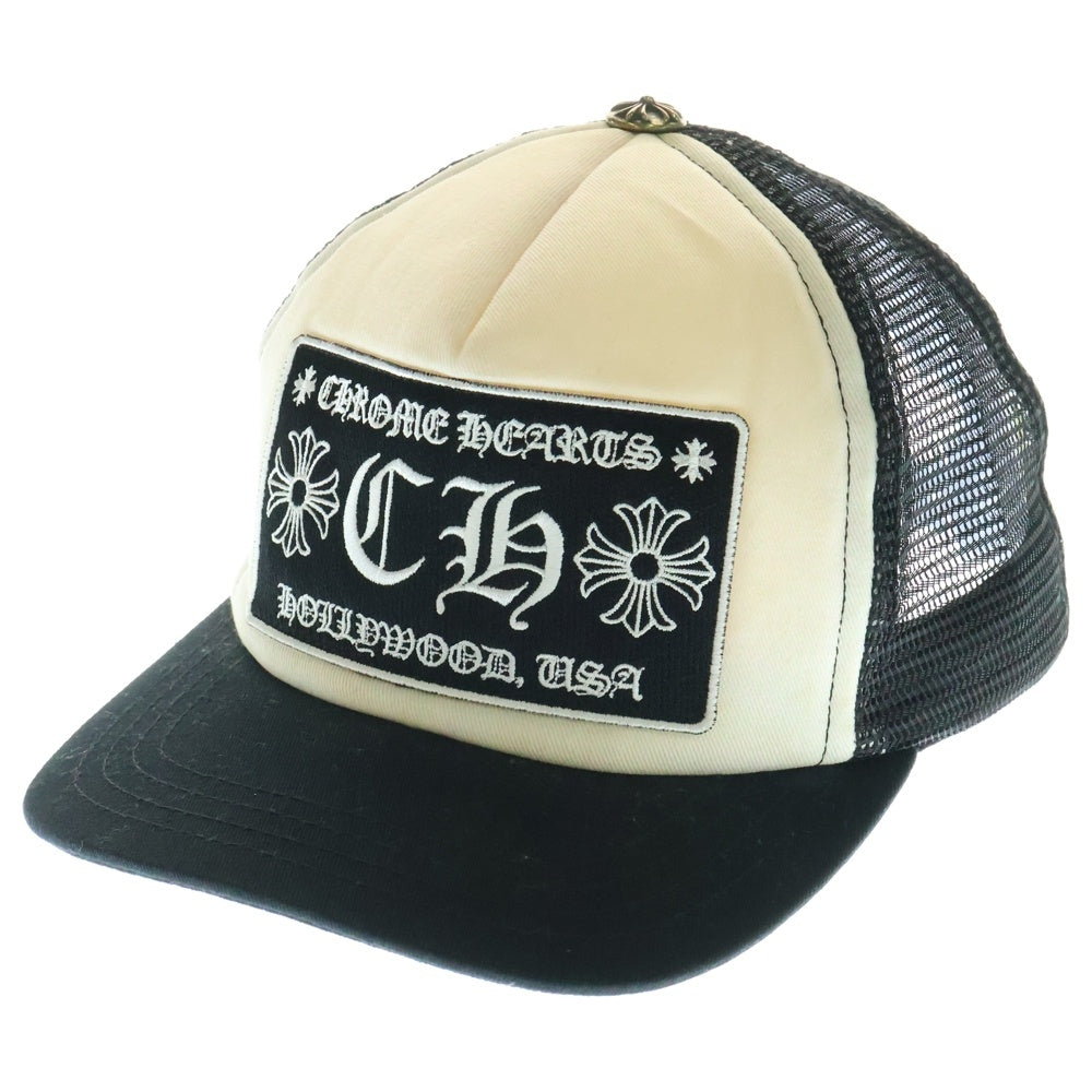 CHROME HEARTS(クロムハーツ) TRUCKER CAP CHパッチ クロスボール付 メッシュトラッカーキャップ 帽子 ブラック/ホワイト