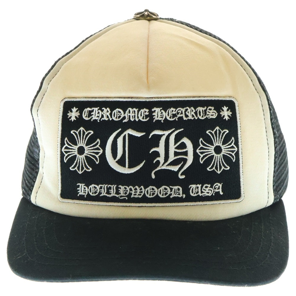 CHROME HEARTS(クロムハーツ) TRUCKER CAP CHパッチ クロスボール付 メッシュトラッカーキャップ 帽子 ブラック/ホワイト