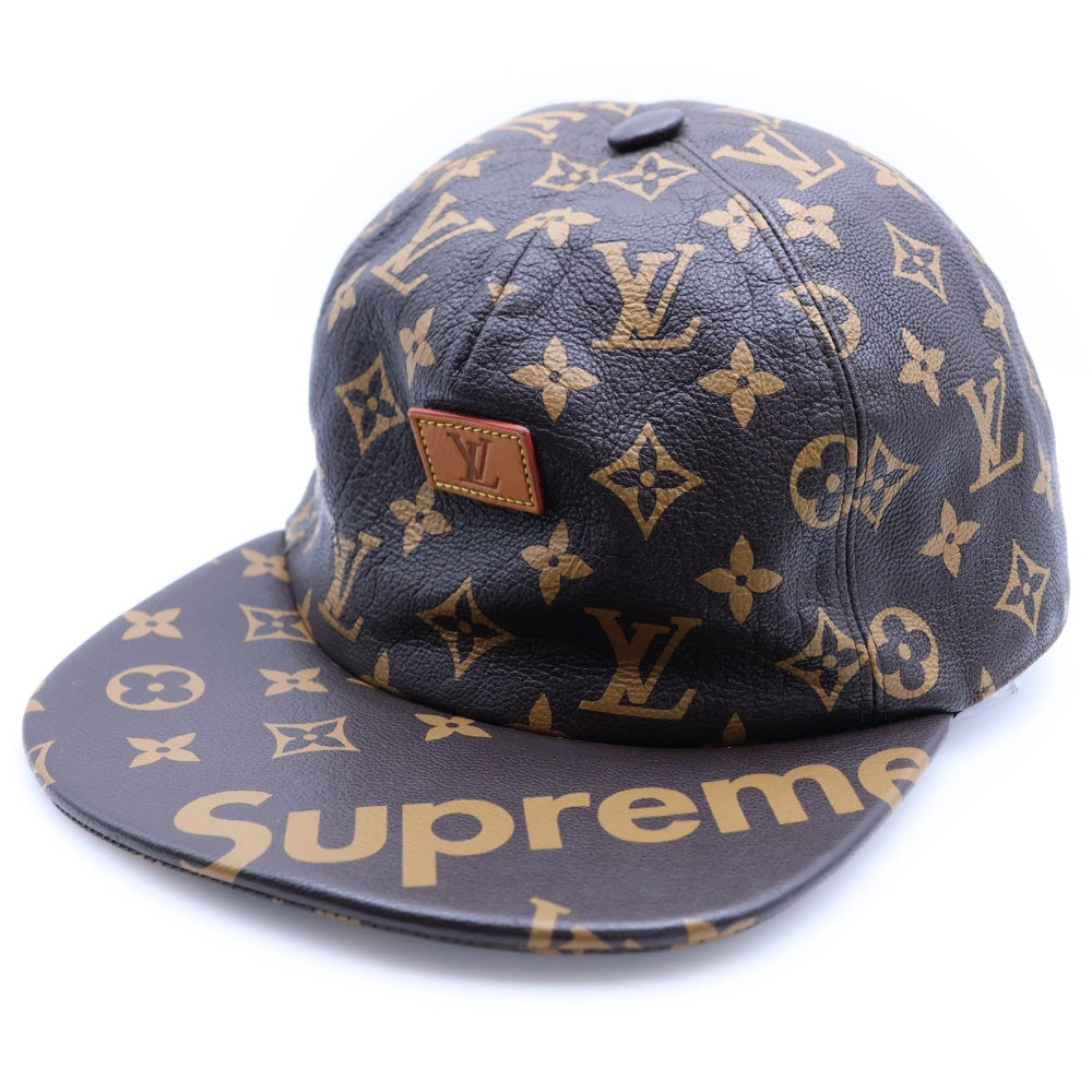 LOUIS VUITTON(ルイヴィトン) 17AW ×Supreme LV 5-Panel Hat MP1879 ×シュプリーム LV5パネルキャップ モノグラムレザー帽子 ブラウン