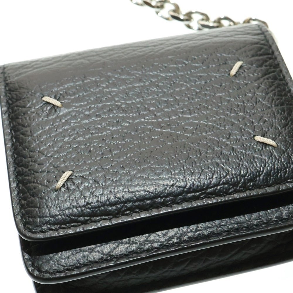 Maison Margiela(メゾンマルジェラ) 4ステッチ レザー チェーンウォレット ショルダーポーチ ミニバッグ シルバー金具 ブラック SA3UI0009