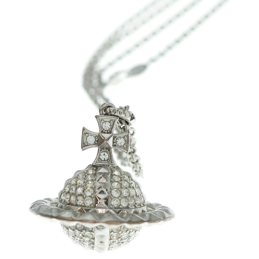 Vivienne Westwood(ヴィヴィアンウエストウッド) MAYFAIR LARGE ORB 土星 ストーン/メタル シルバー ネックレス 0849