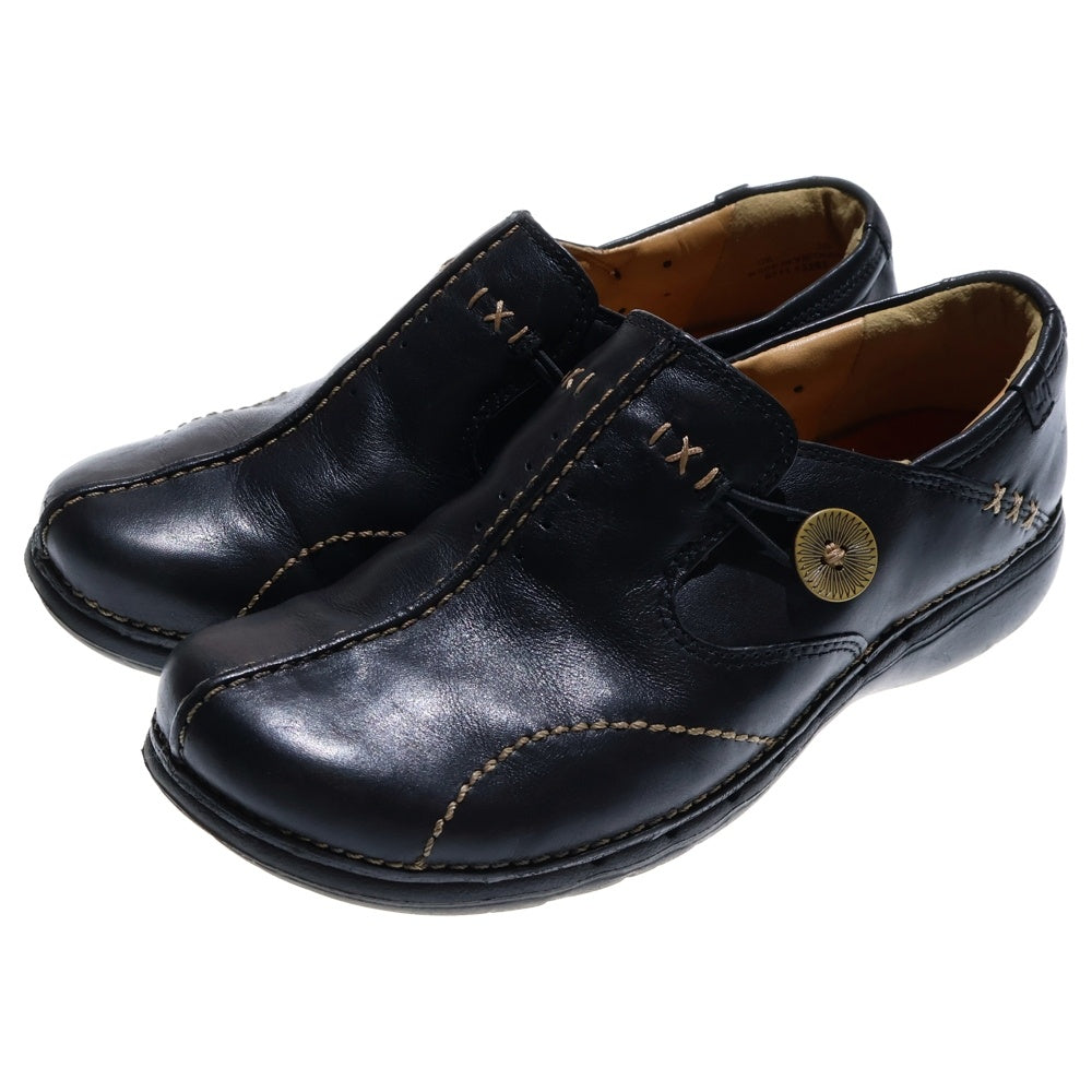 Clarks(クラークス) Unstructured アンストラクチャード アンネイチャーイージー レザースリッポン ブラック