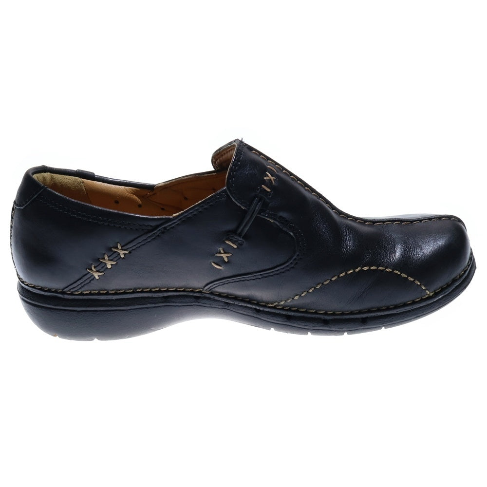 Clarks(クラークス) Unstructured アンストラクチャード アンネイチャーイージー レザースリッポン ブラック