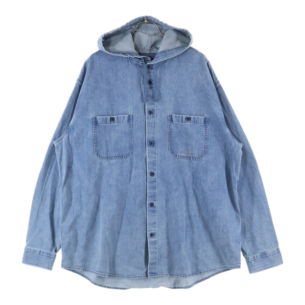 SUPREME(シュプリーム) 25SS Hooded Denim Shirt Bleached フーデットデニム 長袖シャツ ブルー
