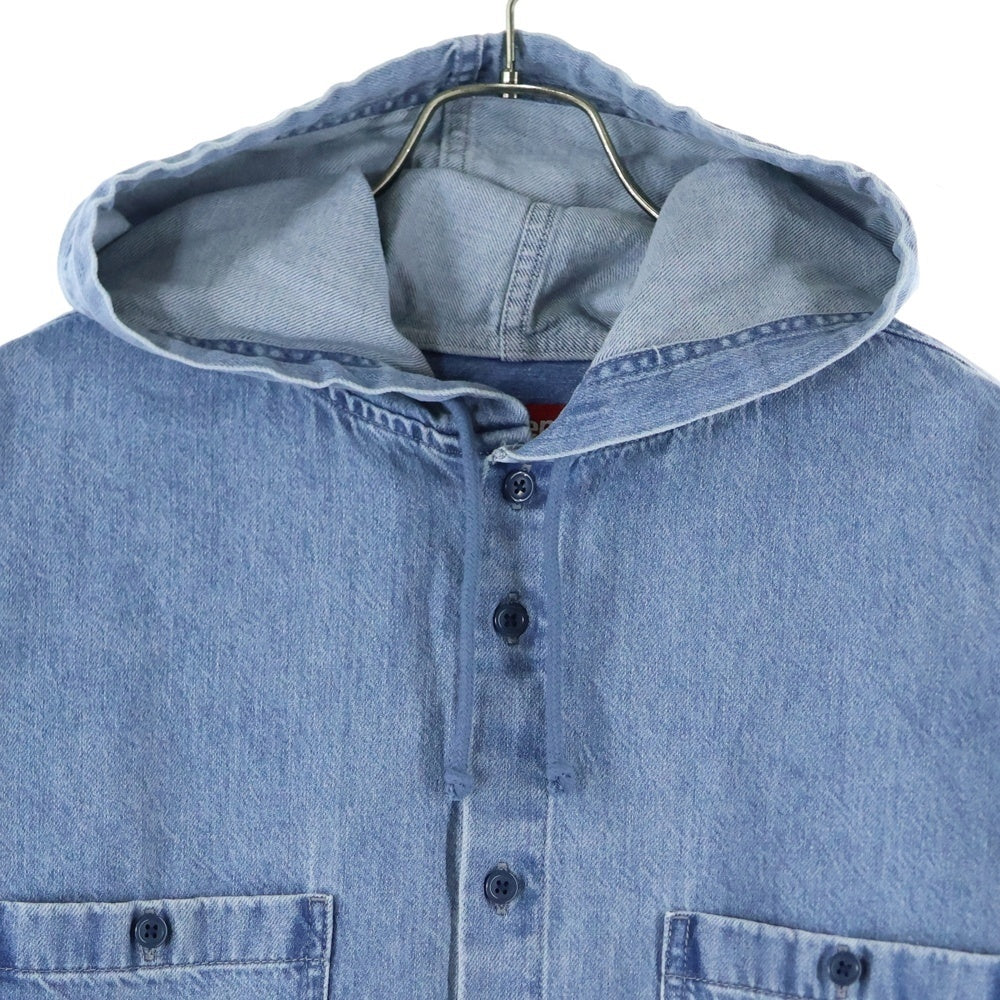 SUPREME(シュプリーム) 25SS Hooded Denim Shirt Bleached フーデットデニム 長袖シャツ ブルー