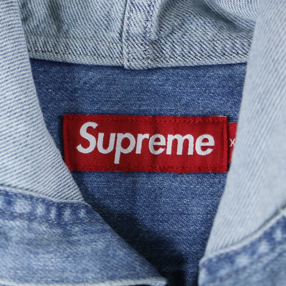 SUPREME(シュプリーム) 25SS Hooded Denim Shirt Bleached フーデットデニム 長袖シャツ ブルー