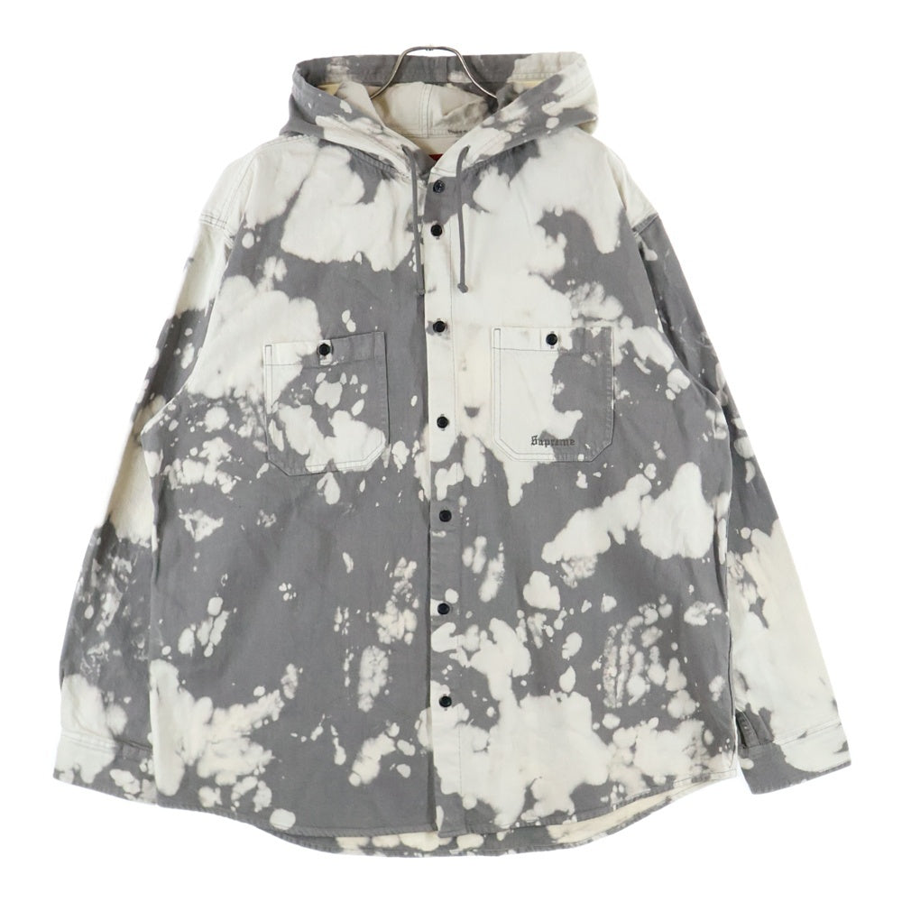 SUPREME(シュプリーム) 25SS Hooded Denim Shirt Bleached フーデットデニム長袖シャツ ホワイト/グレー