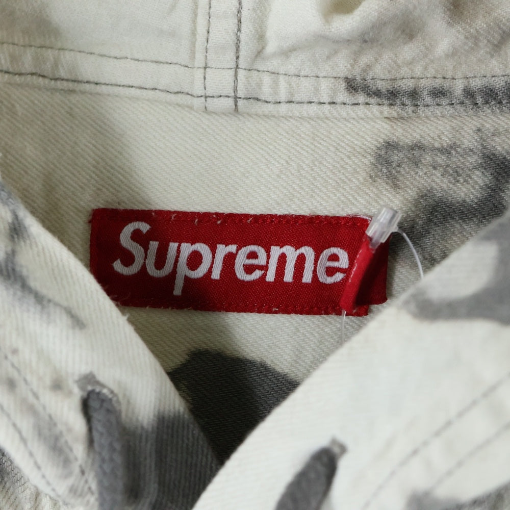 SUPREME(シュプリーム) 25SS Hooded Denim Shirt Bleached フーデットデニム長袖シャツ ホワイト/グレー