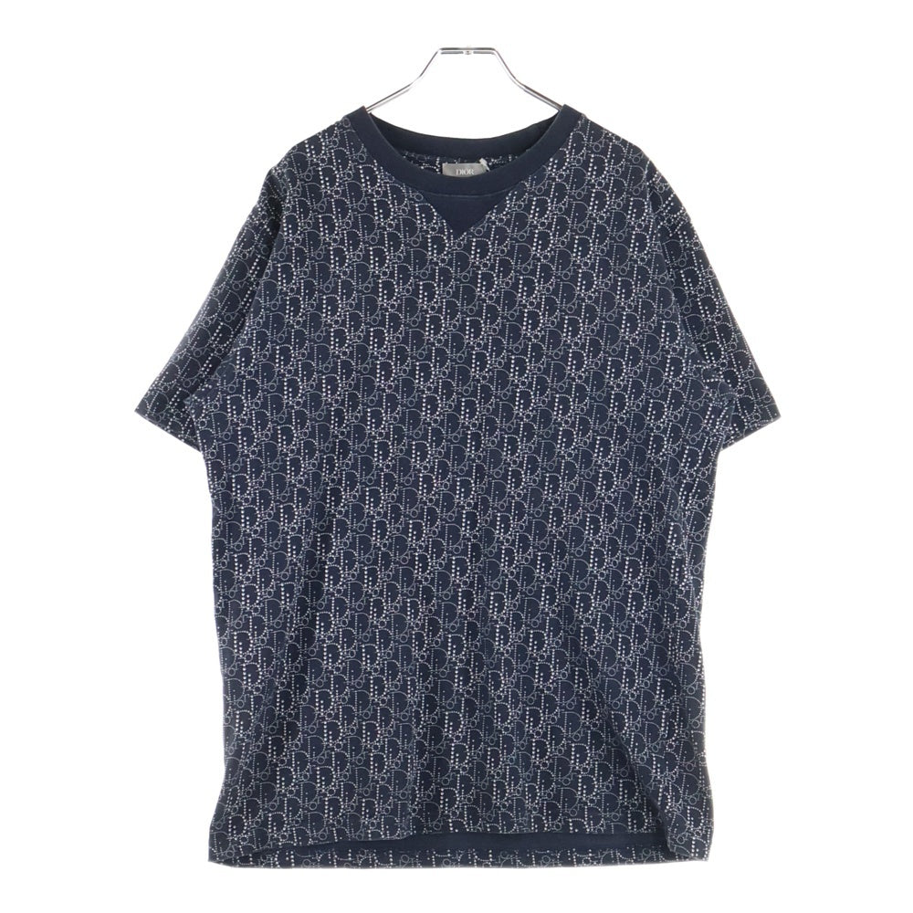 DIOR(ディオール) 20AW Oversized Dior Oblique Beaded Tee 043J625C0674 オーバーサイズオブリークビーズ半袖Tシャツ ネイビー