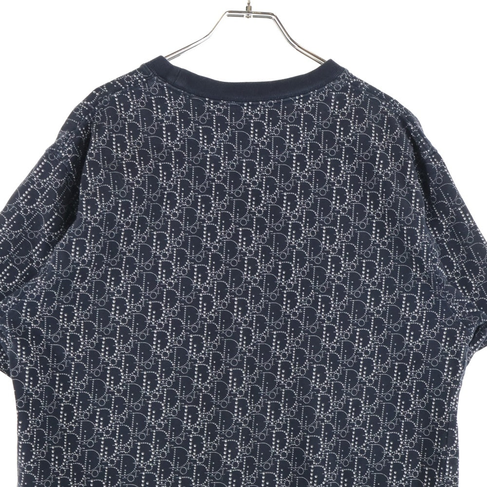 DIOR(ディオール) 20AW Oversized Dior Oblique Beaded Tee 043J625C0674 オーバーサイズオブリークビーズ半袖Tシャツ ネイビー
