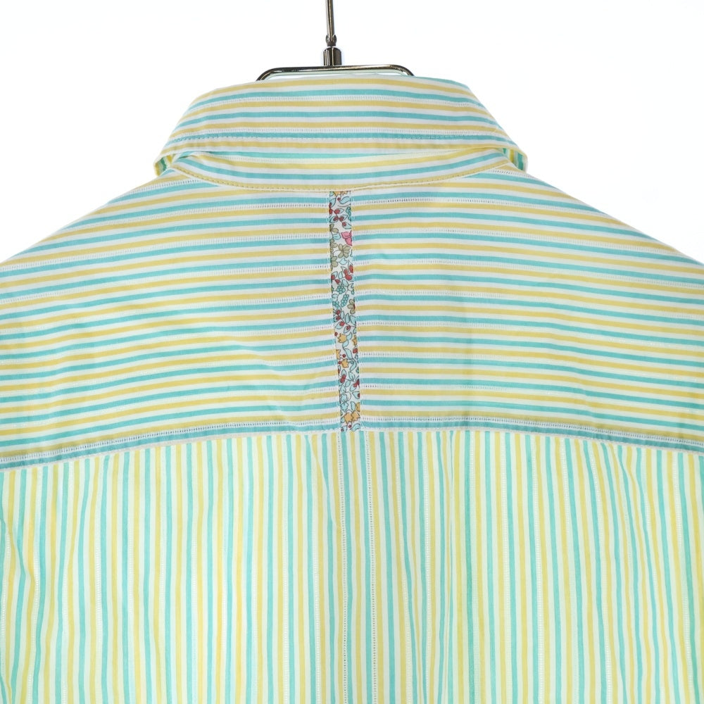 Paul Smith(ポールスミス) BKACK LABEL Striped Shirt 371343 ブラックレーベル ストライプ 袖花柄 長袖シャツ レディース グリーン