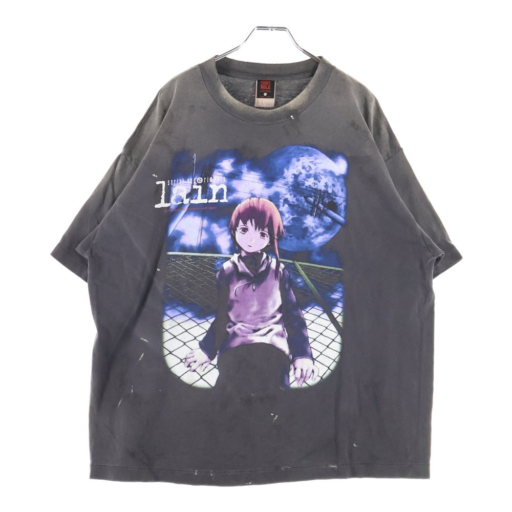 SAINT MICHAEL(セントマイケル) 25AW ×serial experiments lain ×GEEKS RULE GS SS TEE LAIN SM-HR1-0000-C23 アニメプリント半袖Tシャツ ブラック