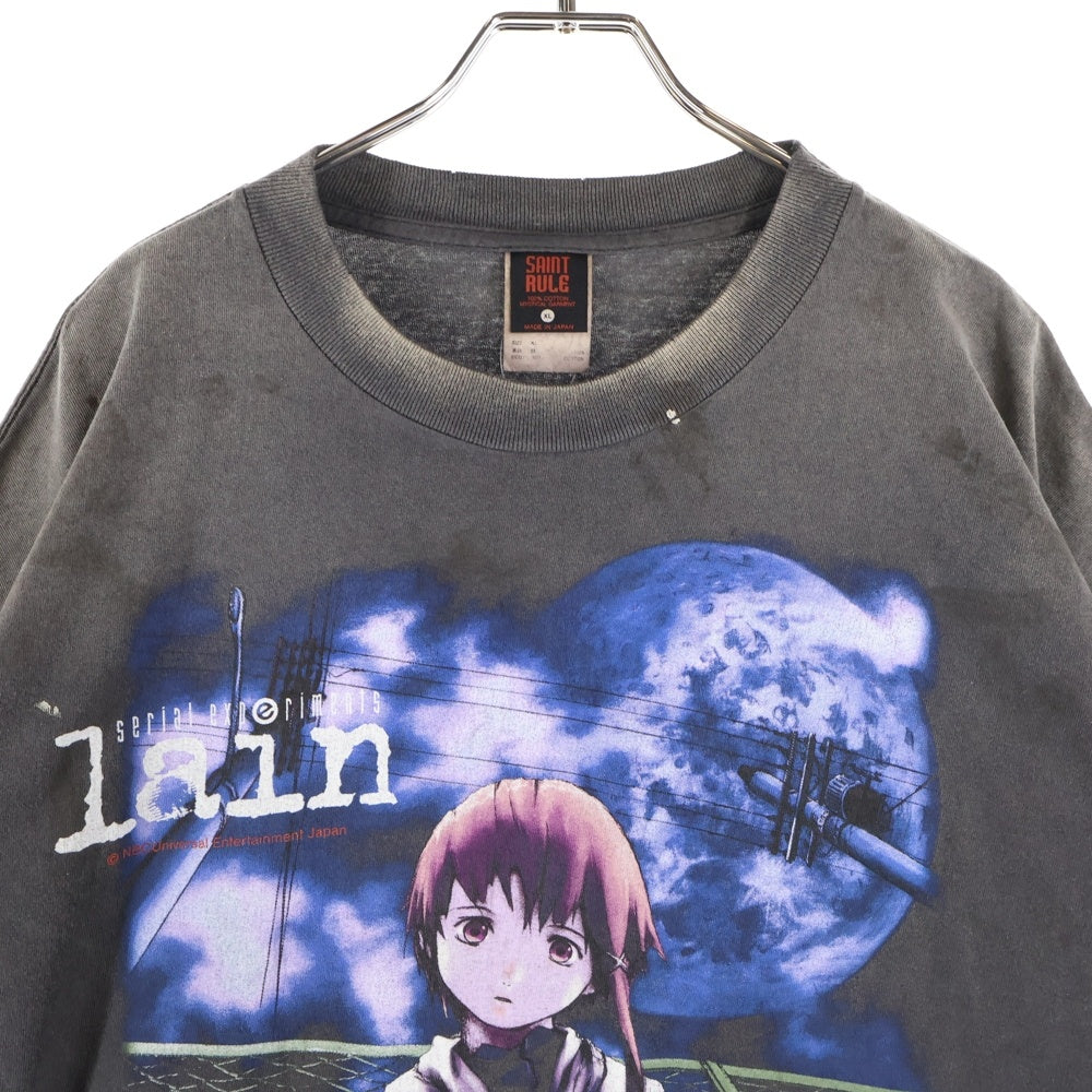 SAINT MICHAEL(セントマイケル) 25AW ×serial experiments lain ×GEEKS RULE GS SS TEE LAIN SM-HR1-0000-C23 アニメプリント半袖Tシャツ ブラック