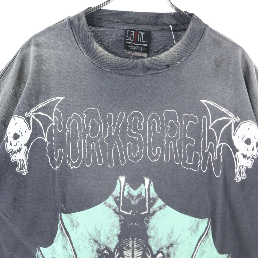 SAINT MICHAEL(セントマイケル) 25AW ×KUROYUME KY SS TEE SM-HR1-0000-C62 ×黒夢 アニメプリント半袖Tシャツ ブラック