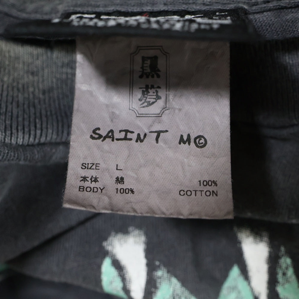 SAINT MICHAEL(セントマイケル) 25AW ×KUROYUME KY SS TEE SM-HR1-0000-C62 ×黒夢 アニメプリント半袖Tシャツ ブラック